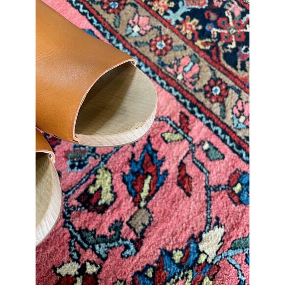 Madewell Evelyn Swedish Clogs 7.5 Women's Tan leather Wooden - Picture 8 of 12